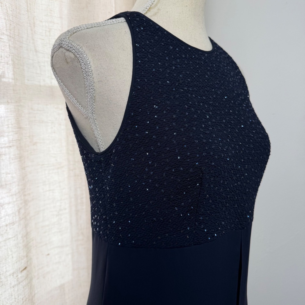 90s Y2K Vintage David Warren Glitter Dress Sparkles Navy Blue Women's Size 6 - Picture 7 of 11